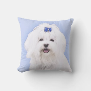 Coussin Peinture maltaise - Joli art original pour chien