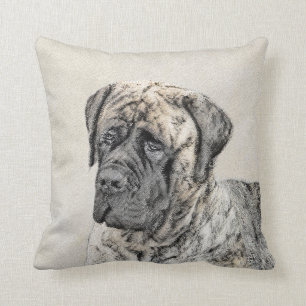 Coussin Peinture mastiff anglaise (Brindle) - Dog Art