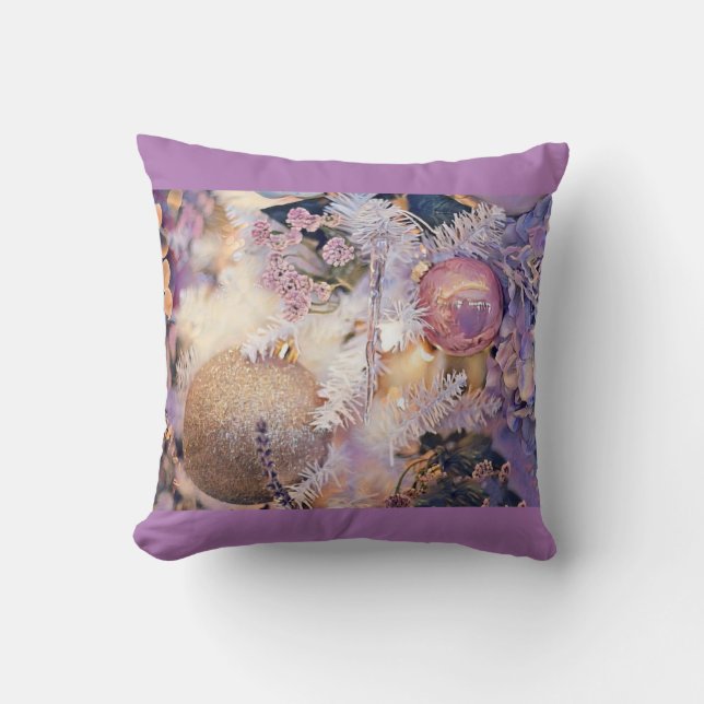 Coussin Peinture moderne Arbre de Noël Décorations violett (Recto)
