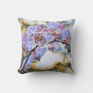 Coussin Peinture moderne violet bleu orchidée Fleurs