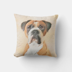 Coussin Peinture originale de chien Boxer non recadrée Art