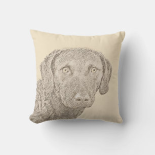 Coussin Peinture originale de chien par Retriever de Chesa