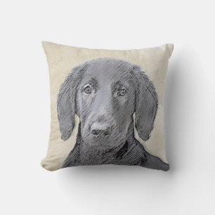 Coussin Peinture Retriever à revêtement plat - Art Chien o