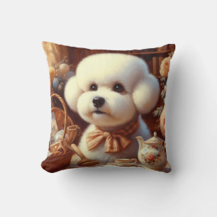 Coussin Peinture Retro Bichon Frisé