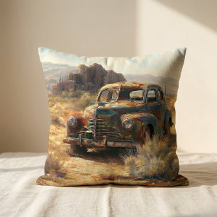 Coussin Peinture rustique de voiture de désert vintage per