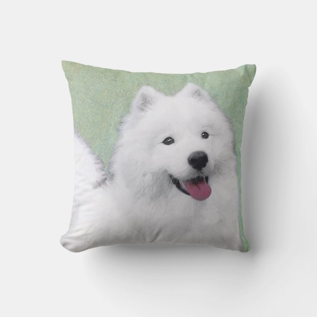 Coussin Peinture Samoyée - Cute Original Dog Art (Recto)
