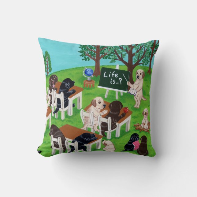 Coussin Peinture scolaire du Labrador (Recto)
