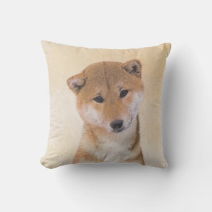 Coussin Peinture Shiba Inu (Rouge) - Art de chien original