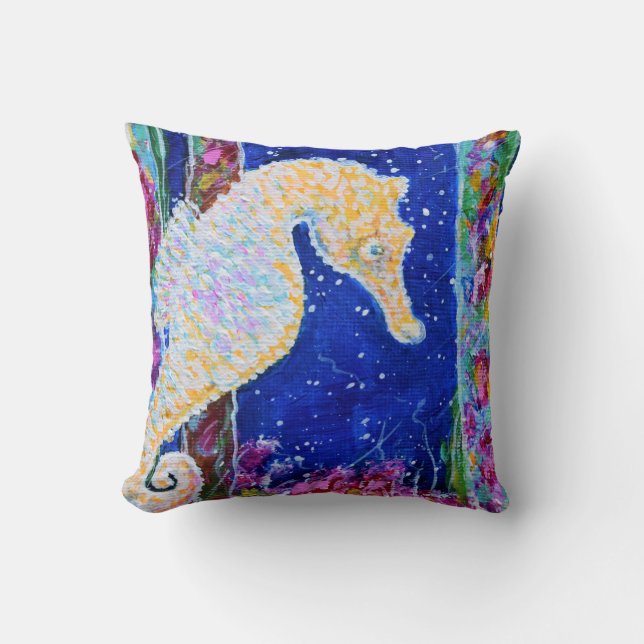 Coussin Peinture sur hippocampe (Recto)
