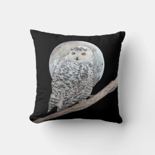 Coussin Peinture sur la Chouette neigeuse et la Lune - Art