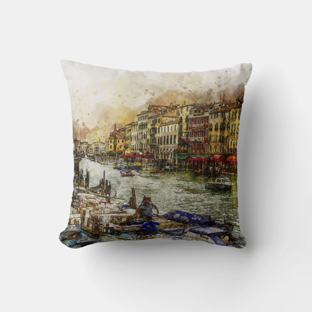 Coussin Peinture sur le canal de Venise (Recto)