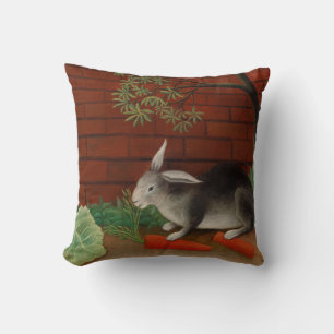 Coussin Peinture vintage Lapin mangeant de la carotte