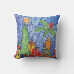 Coussin Peinture Whimsical Christmas Cheer Watercolor