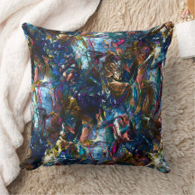 Peintures lourdes collées se chevauchant dans un m