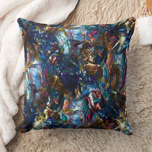 Coussin Peintures lourdes collées se chevauchant dans un m (Couverture)