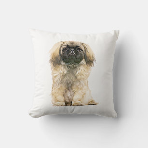 Coussin Pekingese peinture couleur eau