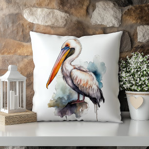 Coussin Pélican aquarelle pastel État de Louisiane