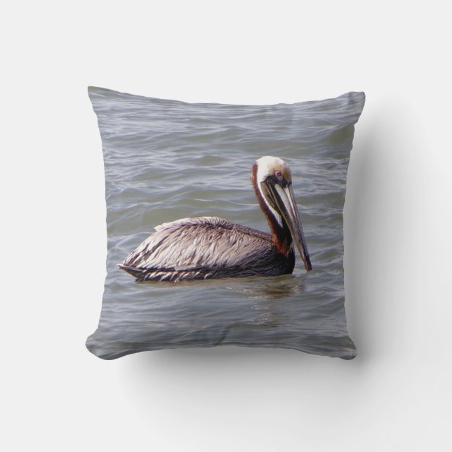 Coussin Pélican brun (Recto)