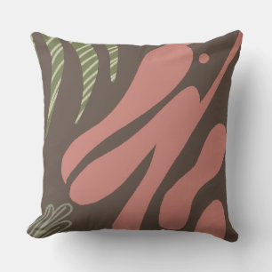 Coussin Pélican Moderne Abstrait Tropical Bohème Collage
