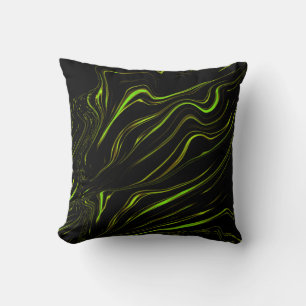 Coussin Pelouse dorée, vert ondulé longues traces sur fond
