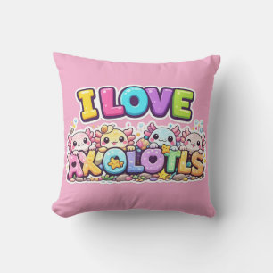Coussin Peluche Kawaii J'adore Les Axolotls