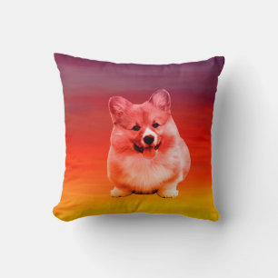 Coussin Pembroke Welsh Corgi Assis Sur La Plage