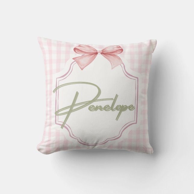 Coussin Penelope personnalisée Baby Girl En vichy (Recto)