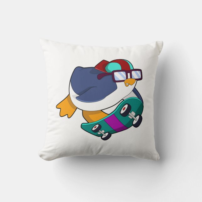 Coussin Penguin as Skater with Skateboard (Recto)