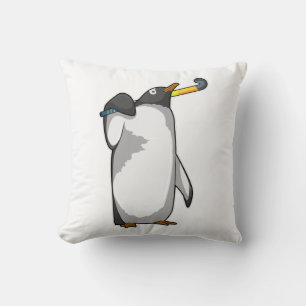 Coussin Penguin at Hockey with Hockey stick