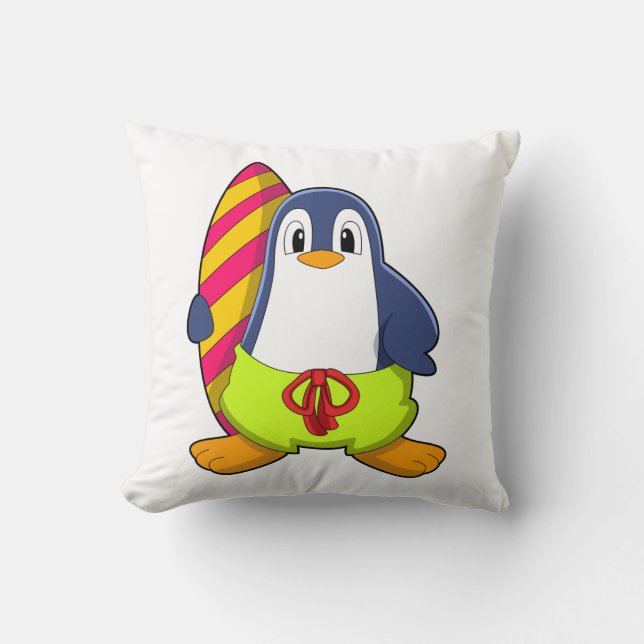 Coussin Penguin comme surfer avec Surfer (Recto)