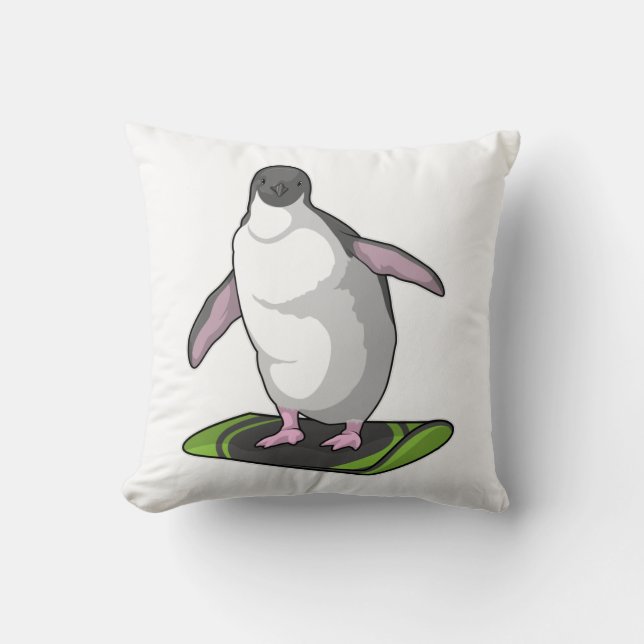 Coussin Penguin en Snowboardeur avec Snowboard (Recto)
