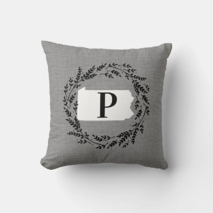 Coussin Pennsylvanie Rustic Wreath Monogram Jeu d'oreiller