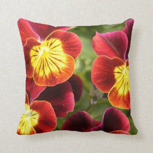 Coussin Pensées rouges et jaunes (alto)