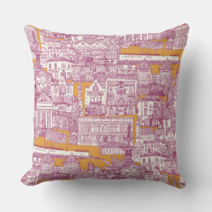Coussin Penzance toile fuchsia clémentine