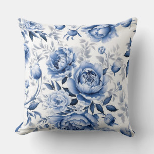Coussin Peonies bleues