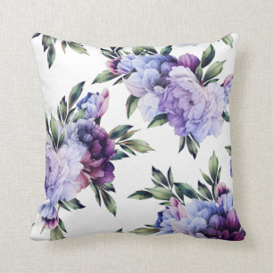 Coussin Peonies géantes pourpres et bleues Jeter l'oreille