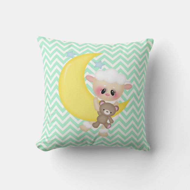 Coussin Pépinière d'agneau et de lune de croissant (Recto)
