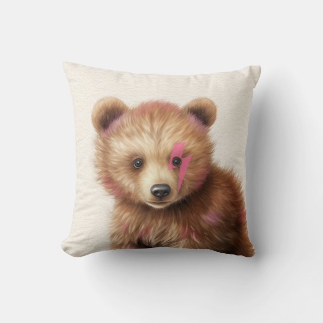 Coussin Pépinière d'ours à cheveux rose (Recto)