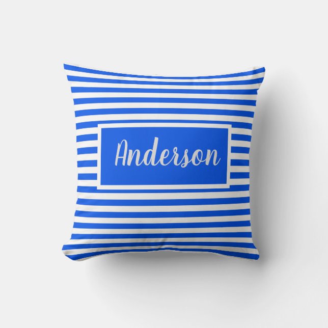 Coussin Pépinière personnalisée bleu et blanc (Recto)