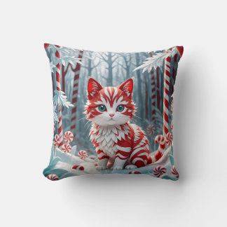 Coussin Peppermint Kitten - Candy Cane Forest Pillow