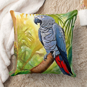 Coussin Perche de perroquet gris