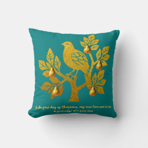 Coussin Perdrix Dans Un Arbre À Poires Turquoise Bleu Joye