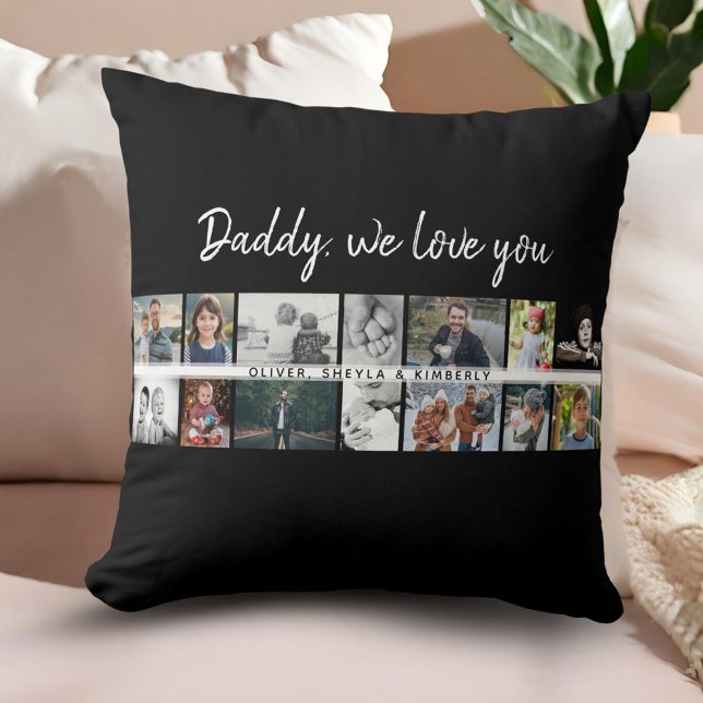Coussin Père avec enfants Famille Papa 14 Photo Collage (Créateur téléchargé)