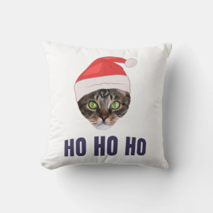 Coussin Père Noël Chat avec Santa hat, Ho Ho ho Squa d'inv