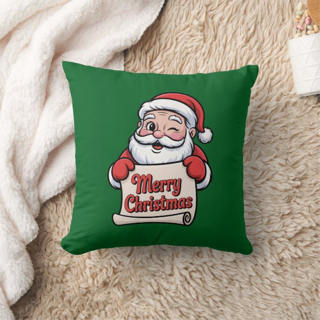 Coussin Père Noël Clin d'Œil 🎅 "Merry Christmas" (Couverture)