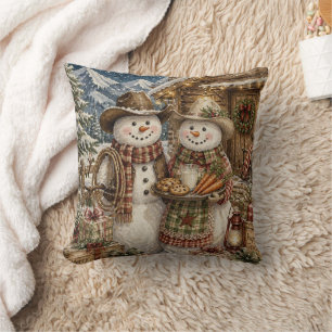 Coussin Père Noël Cowboy Country et Western Noël à carreau