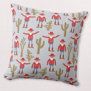 Coussin Père Noël Cowboy Noël Occidental Bleu