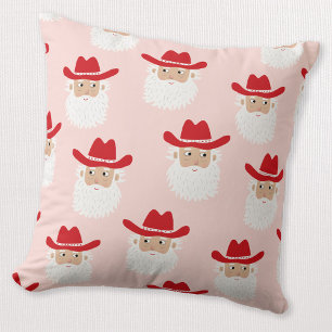 Coussin Père Noël Cowboy Noël Occidental Rose