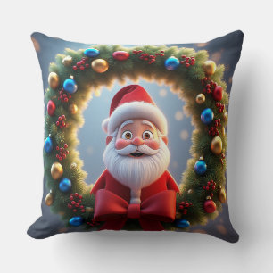 Coussin Père Noël de dessin animé festif de Noël