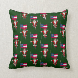 Coussin Père Noël Douce Avec Drapeau De Géorgie